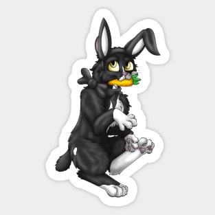 Bobtail BunnyCat: White Bicolor (Black) Sticker